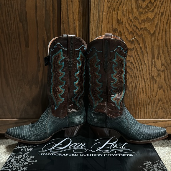 Dan Post Drifter Lizard Boot Women’s Blue/Brown US 8 BRAND NEW NEVER WORN!! - Picture 3 of 10